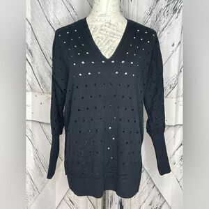 J. Society V Neck Sweater With Holes XS